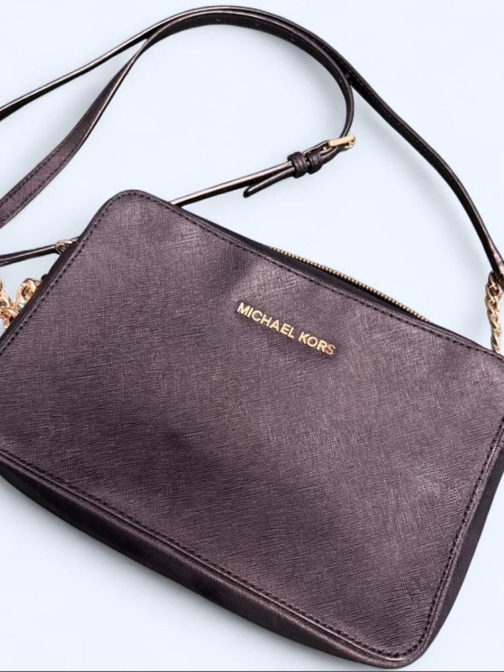 Michael Kors Black Jet Set Large Saffiano Leather Crossbody Bag